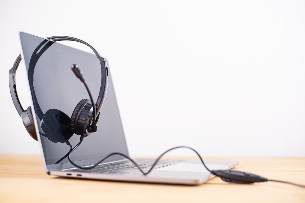 laptop with headphones