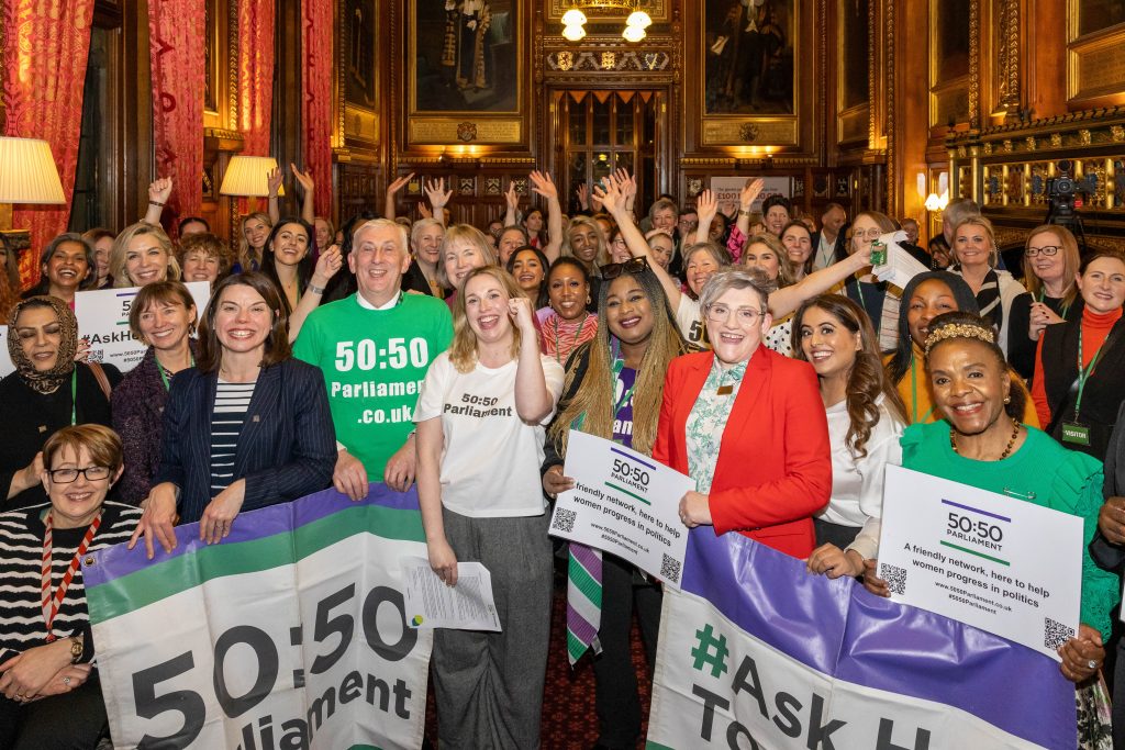 Pictured: a group of women and allies at an Event hosted by Chamber UK with 50:50 Parliament for International Women's Day